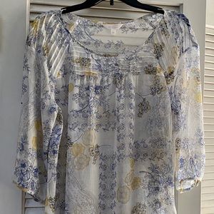 Soft Sheer Blue Flowered Blouse